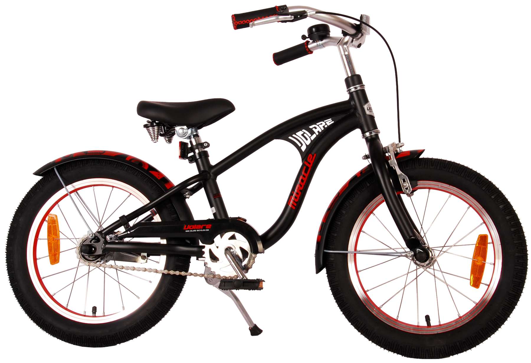 Volare Miracle Cruiser Kinderfiets – Jongens – 16 inch – Mat Zwart – Prime Collection