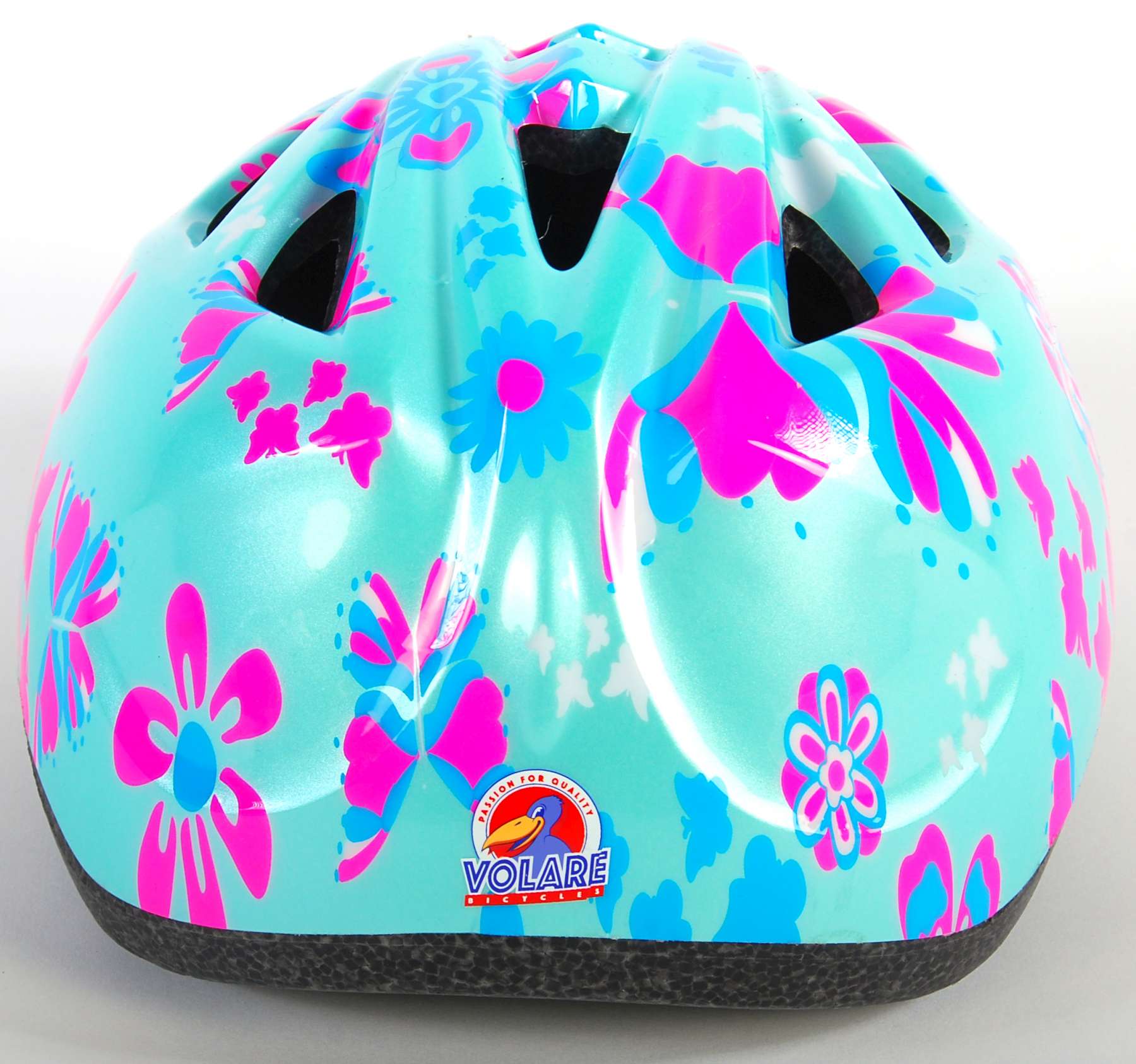Volare Kinder Fietshelm – XS – Blauw Roze Bloemetjes – 47-51 cm – extra klein model