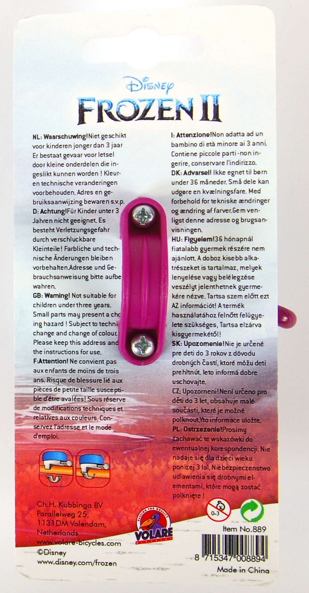 Disney Frozen 2 Fietsbel – Meisjes – Licht Blauw Paars