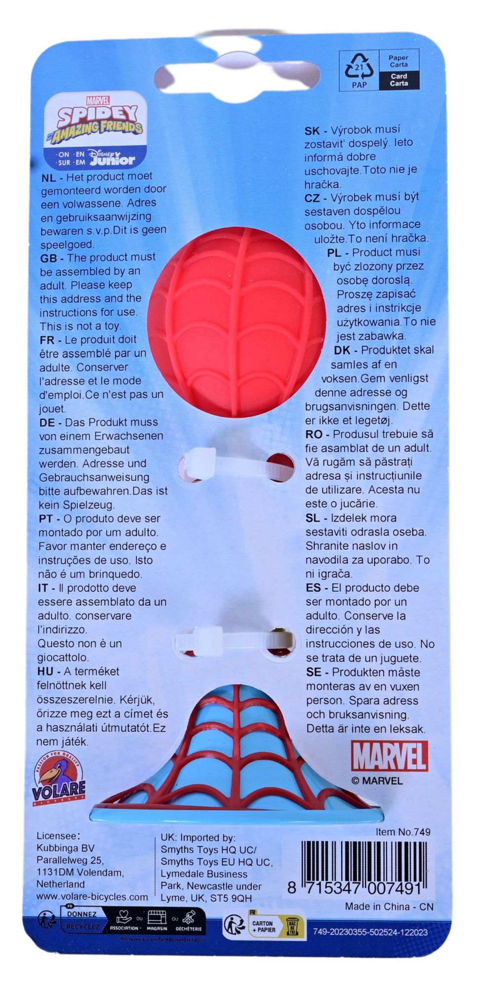 Spidey and his Amazing Friends Fietstoeter – Jongens – Rood Blauw Geel