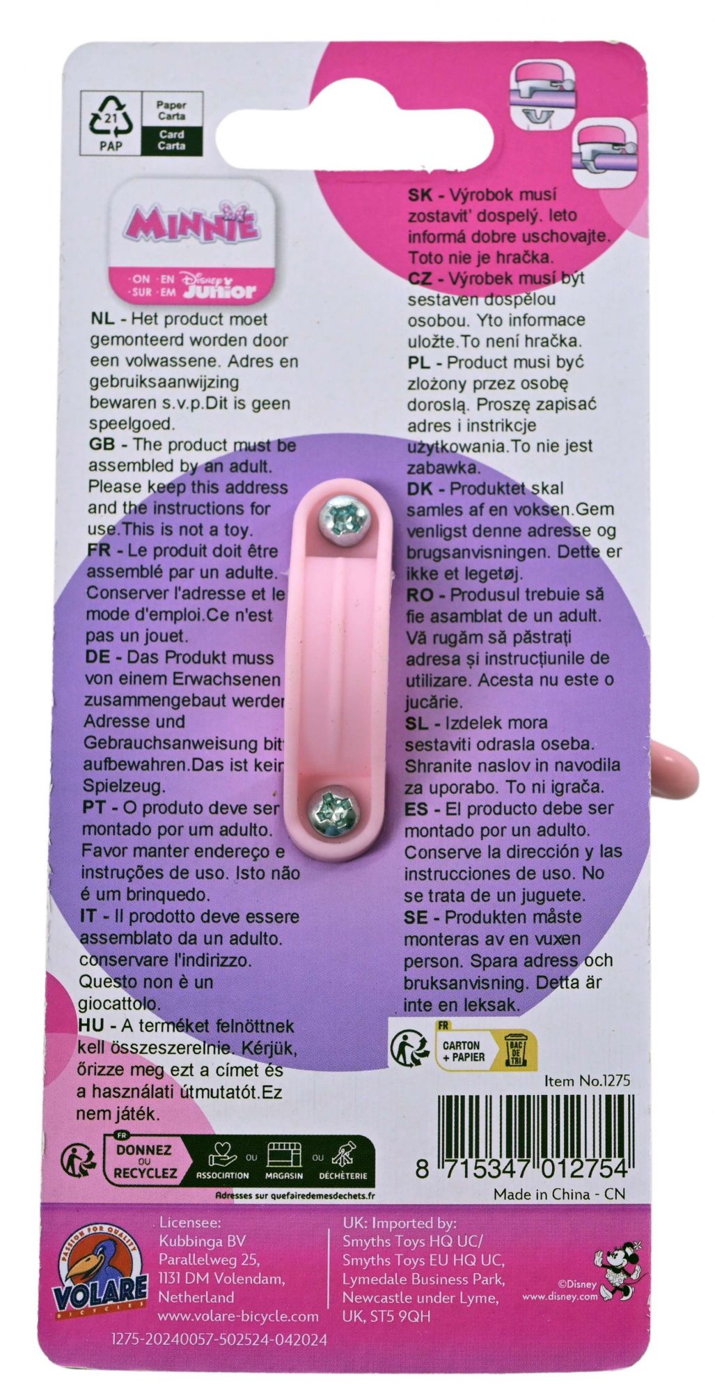 Disney Minnie Bow-Tique Fietsbel – Meisjes – Roze