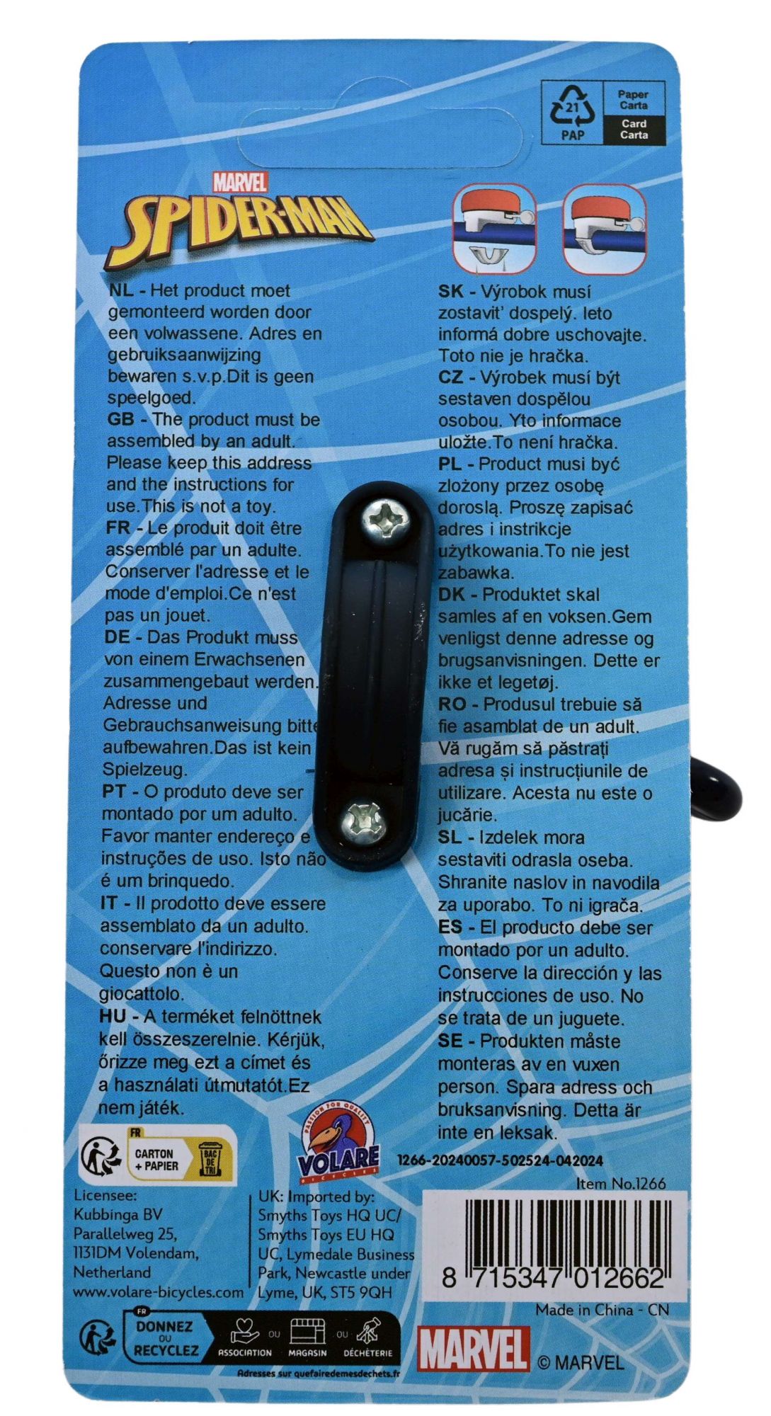 Spider-Man Fietsbel – Jongens – Rood