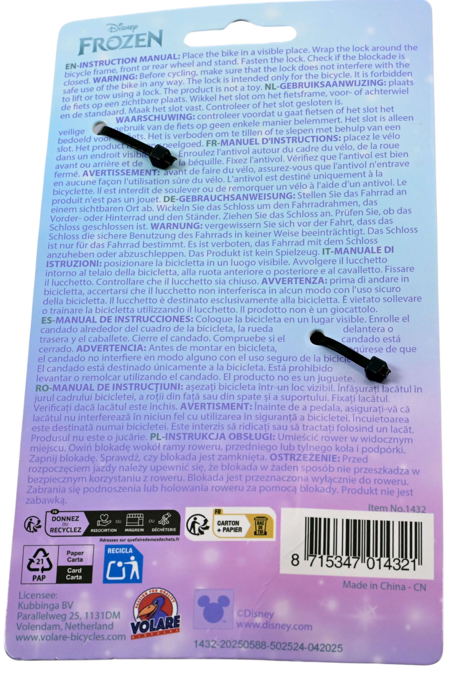 Disney Frozen – kabelslot – Lichtblauw/Paars