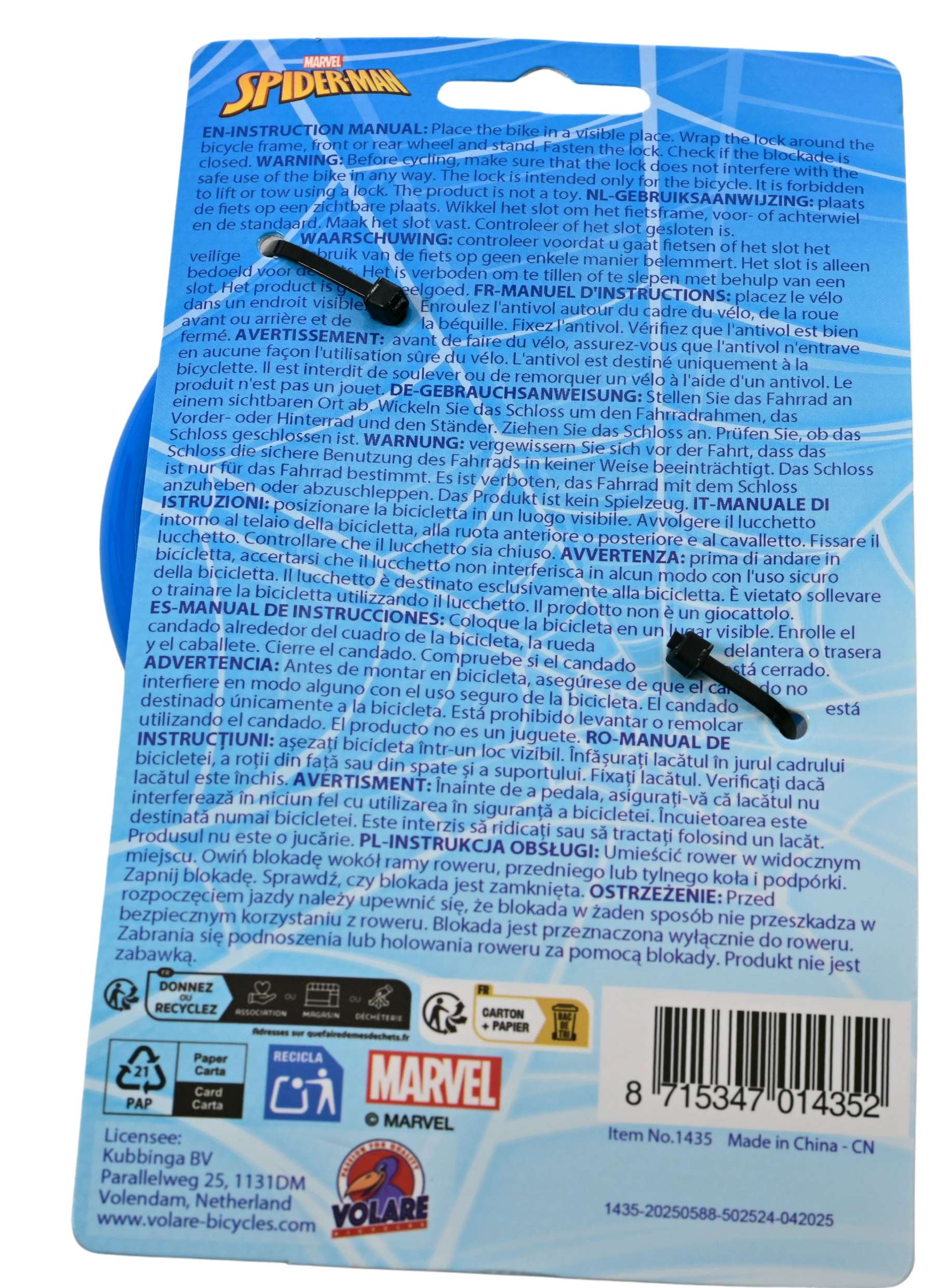 Spider-Man – kabelslot – Rood