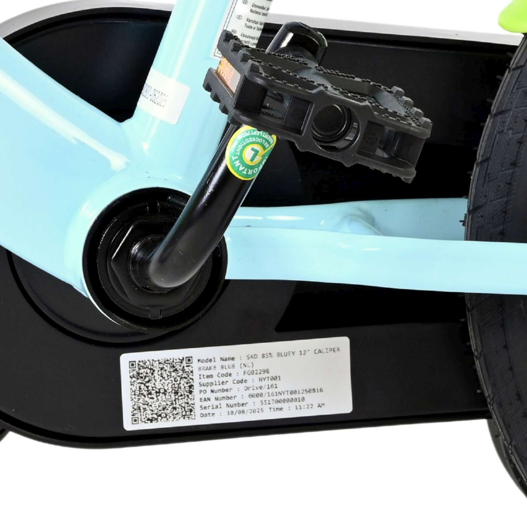 Bluey Kinderfiets 12 inch – Lichtblauw – Twee handremmen