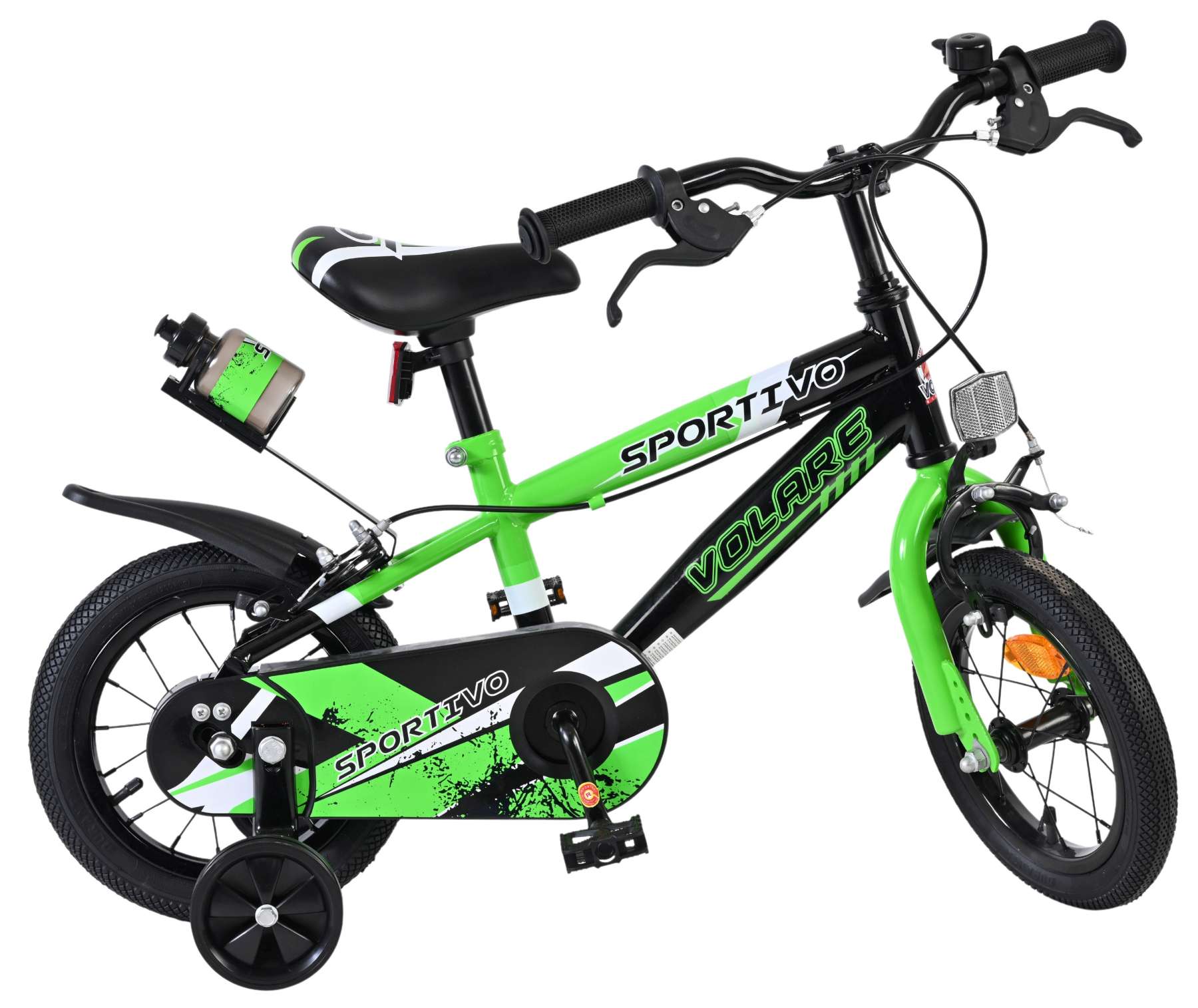 Volare Sportivo Kinderfiets – Jongens – 12 inch – Groen Zwart – Twee Handremmen
