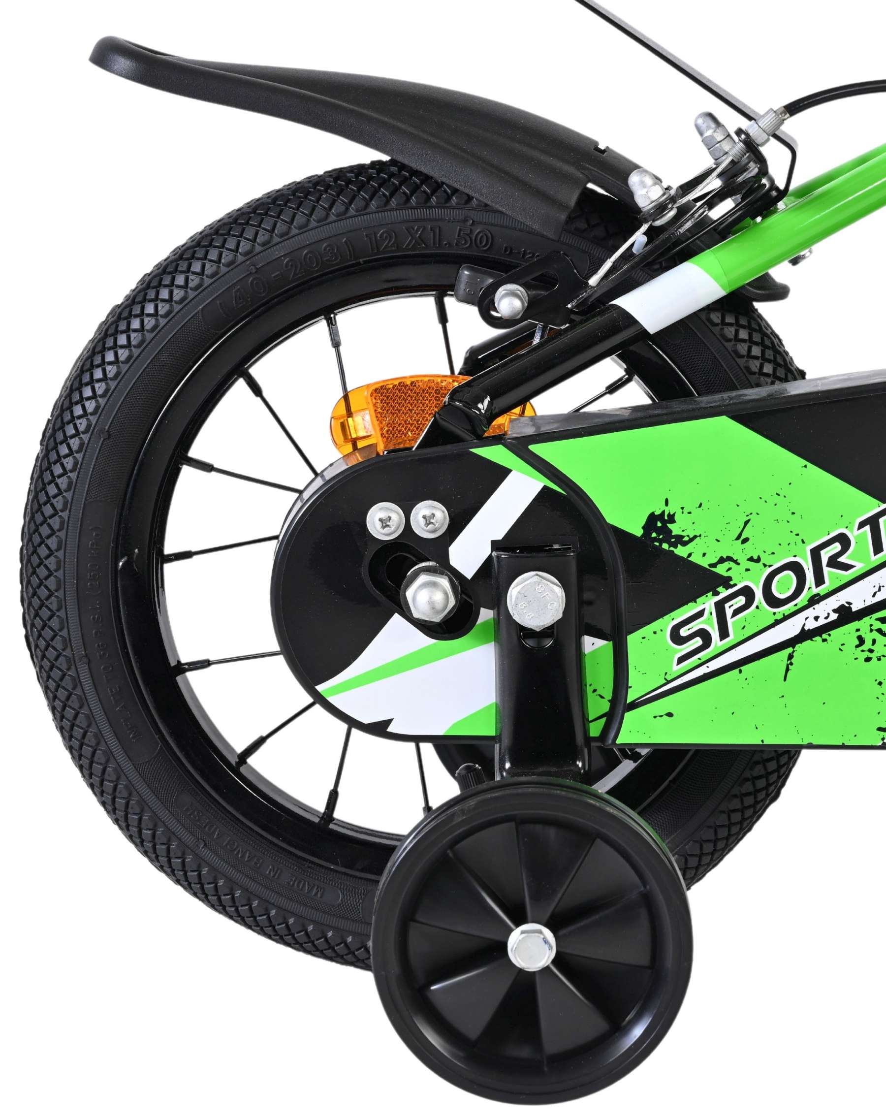 Volare Sportivo Kinderfiets – Jongens – 12 inch – Groen Zwart – Twee Handremmen