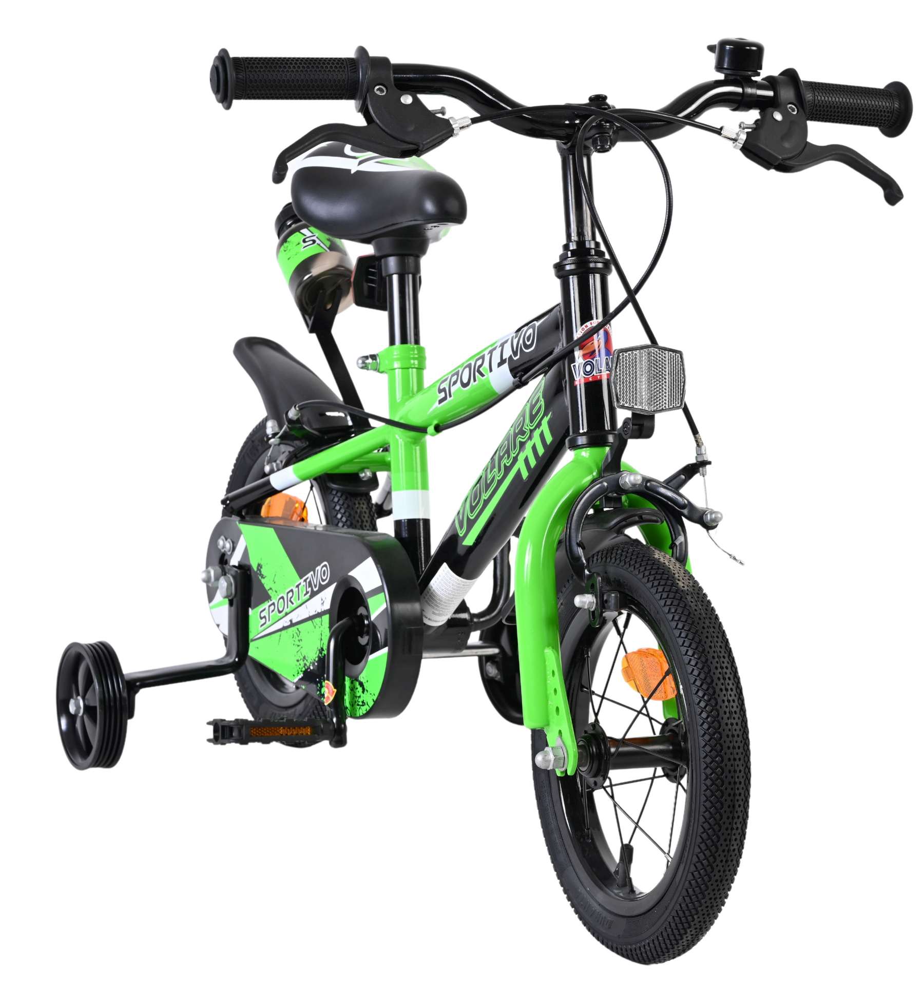 Volare Sportivo Kinderfiets – Jongens – 12 inch – Groen Zwart – Twee Handremmen