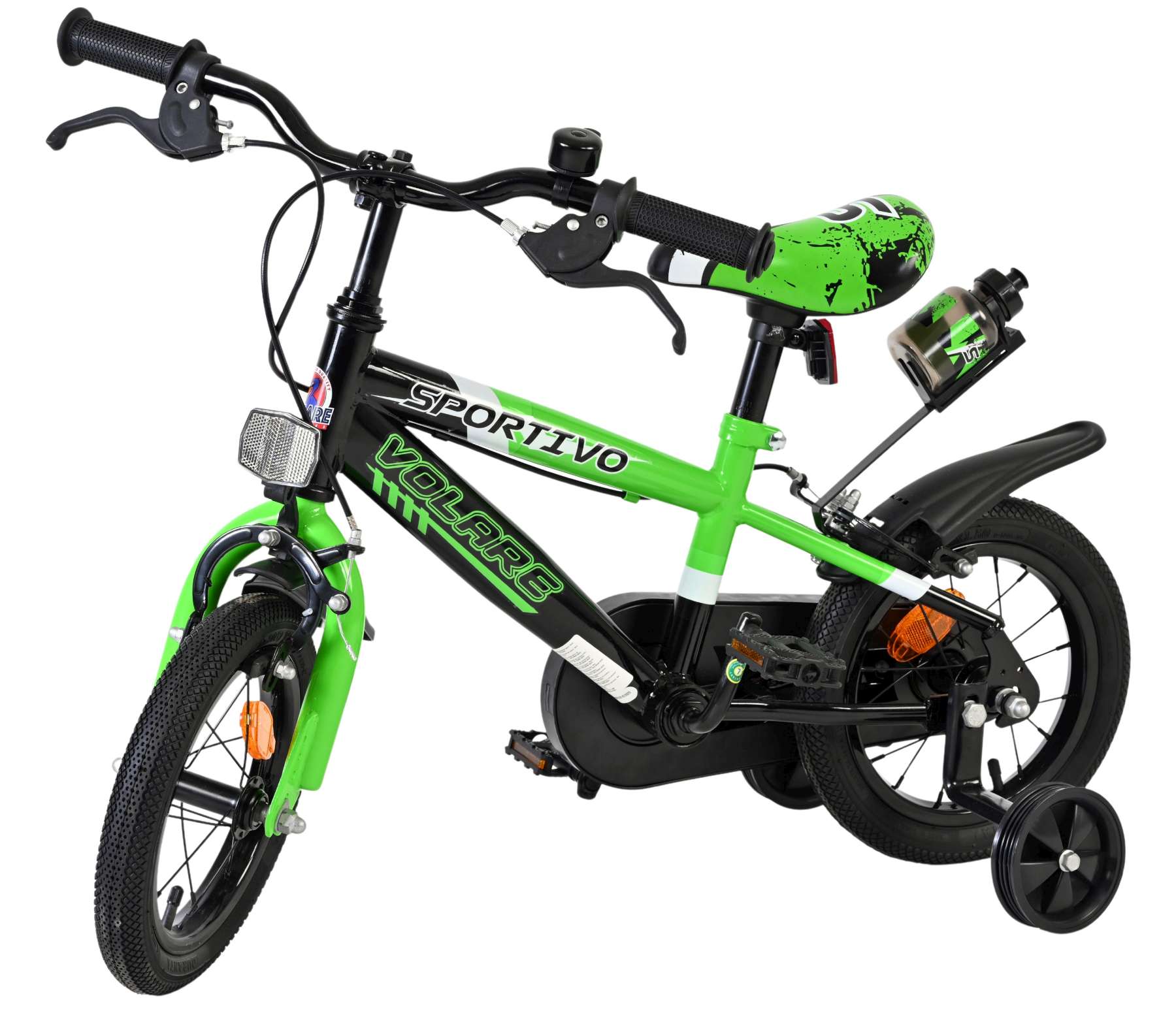 Volare Sportivo Kinderfiets – Jongens – 12 inch – Groen Zwart – Twee Handremmen