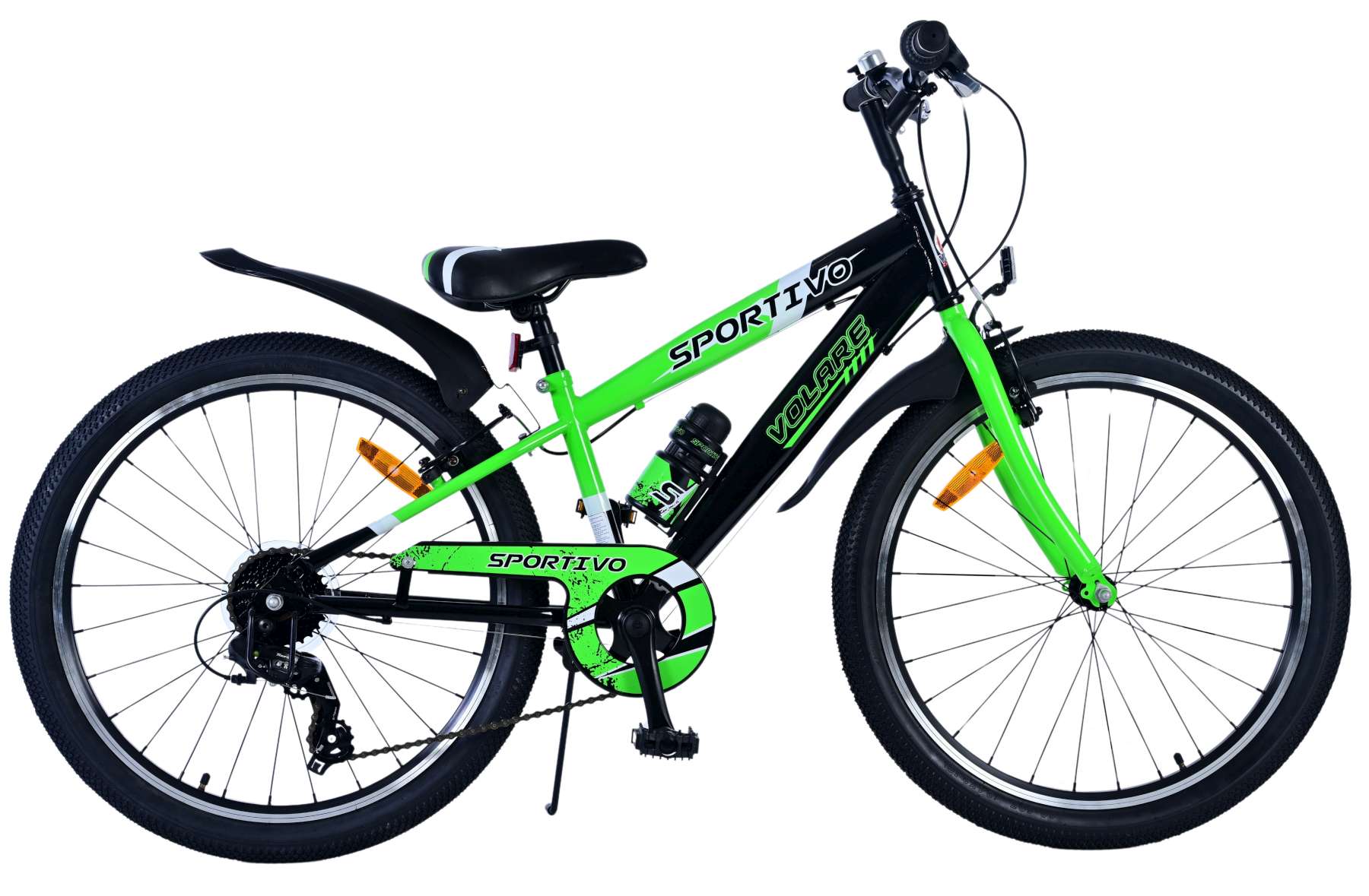 Volare Sportivo Kinderfahrrad  Jungen  24 Zoll  7 Gnge  Schwarz Grn