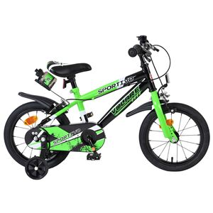 Volare Sportivo Kinderfiets - Jongens - 14 inch - Groen Zwart - Twee Handremmen