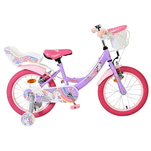Volare Unicorn Kinderfiets - Meisjes - 16 inch - Paars - Twee Handremmen