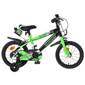 Volare Sportivo Kinderfiets - Jongens - 14 inch - Groen Zwart - Twee Handremmen