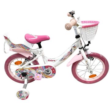 Volare Unicorn Kinderfiets - Meisjes - 14 inch - Wit - Twee Handremmen