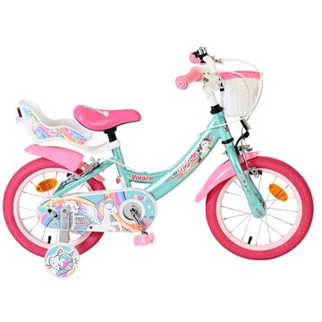 Volare Unicorn Kinderfiets - Meisjes - 14 inch - Groen - Twee Handremmen