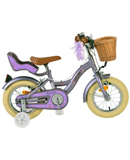 Volare Blossom Kinderfahrrad - Mädchen - 12 Zoll - Lila - Zwei Handbremsen