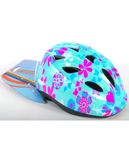 Volare Kinderfahrradhelm Grün Rosa Blumen XS 47-51 cm extra kleines Modell