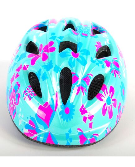 Volare Kinderfahrradhelm Grün Rosa Blumen XS 47-51 cm extra kleines Modell