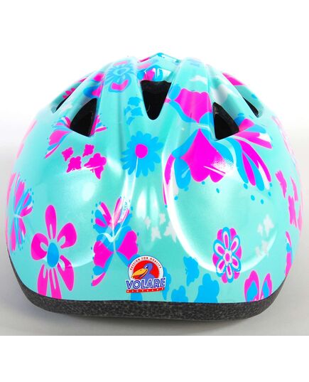 Volare Kinderfahrradhelm Grün Rosa Blumen XS 47-51 cm extra kleines Modell