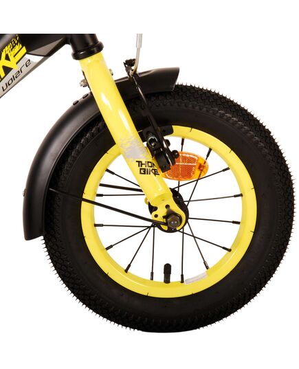 Volare Thombike Kinderfahrrad – Jungen – 12 Zoll – Schwarz Gelb – Zwei Handbremsen
