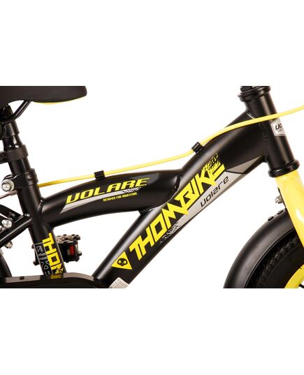 Volare Thombike Kinderfahrrad – Jungen – 12 Zoll – Schwarz Gelb – Zwei Handbremsen