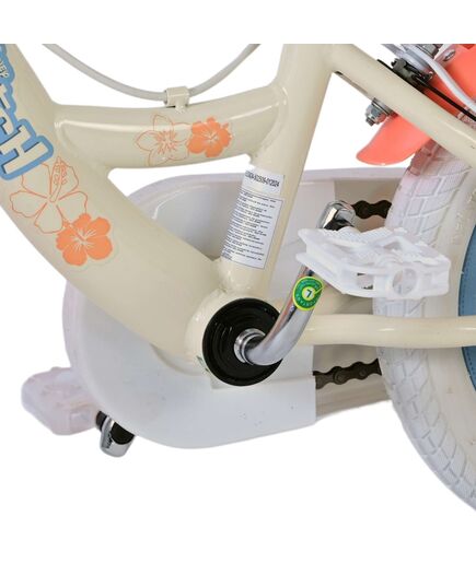 Disney Stitch Kinderfiets - Meisjes - 12 inch - Twee handremmen - Crème Koraal Blauw