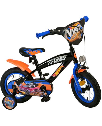 Hot Wheels Kinderfahrrad - Jungen - 12 Zoll - Schwarz Orange Blau - Zweihandbremsen