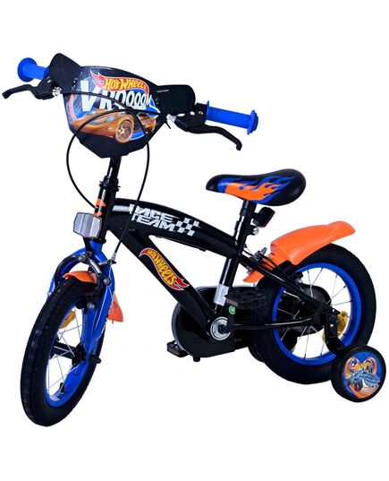 Hot Wheels Kinderfahrrad – Jungen – 12 Zoll – Schwarz Orange Blau – Zwei Handbremsen