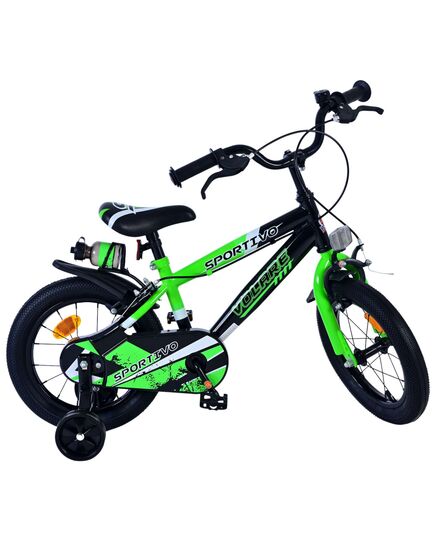 Volare Sportivo Kinderfahrrad – Jungen – 14 Zoll – Grün Schwarz – Zwei Handbremsen