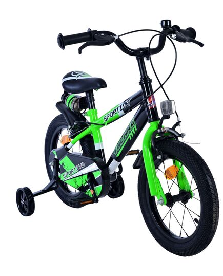 Volare Sportivo Kinderfahrrad – Jungen – 14 Zoll – Grün Schwarz – Zwei Handbremsen
