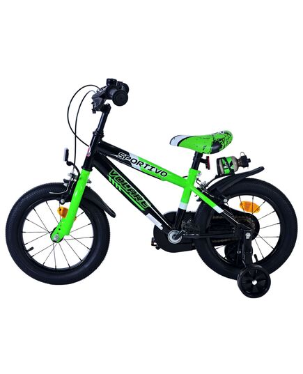 Volare Sportivo Kinderfahrrad – Jungen – 14 Zoll – Grün Schwarz – Zwei Handbremsen
