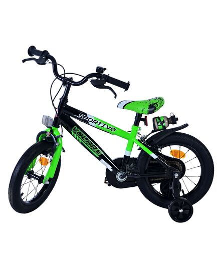 Volare Sportivo Kinderfahrrad – Jungen – 14 Zoll – Grün Schwarz – Zwei Handbremsen