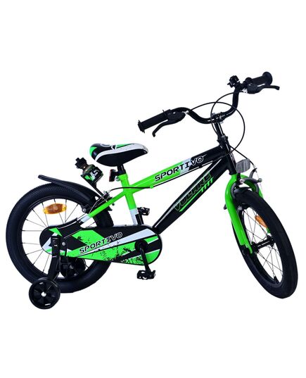 Volare Sportivo Kinderfahrrad – Jungen – 16 Zoll – Grün Schwarz – Zwei Handbremsen