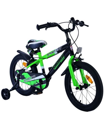 Volare Sportivo Kinderfahrrad – Jungen – 16 Zoll – Grün Schwarz – Zwei Handbremsen