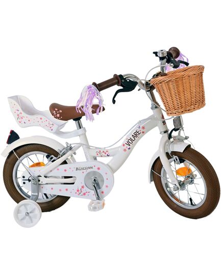 Volare Blossom Kinderfahrrad - Mädchen - 12 Zoll - Weiß - Zweihandbremsen