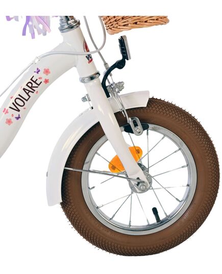 Volare Blossom Kinderfahrrad - Mädchen - 12 Zoll - Weiß - Zweihandbremsen