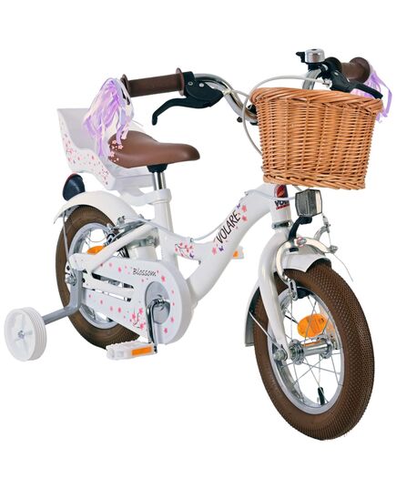 Volare Blossom Kinderfahrrad - Mädchen - 12 Zoll - Weiß - Zweihandbremsen