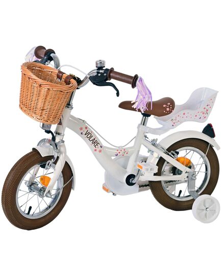 Volare Blossom Kinderfahrrad - Mädchen - 12 Zoll - Weiß - Zweihandbremsen