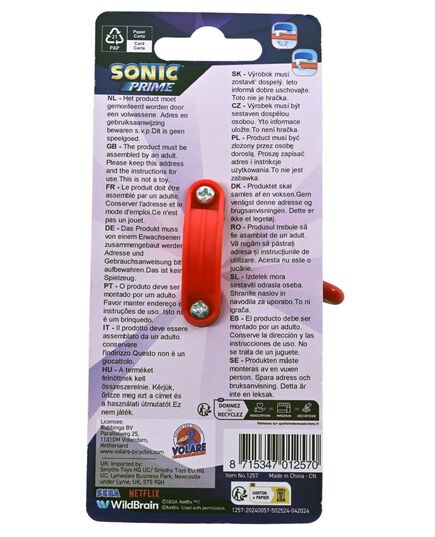 Sonic Prime Fahrradklingel – Jungen – Blau Rot