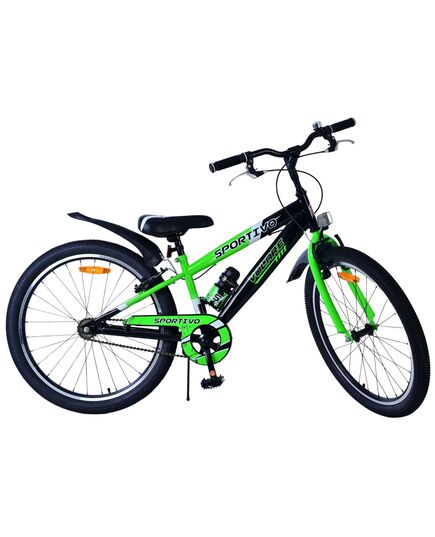 Volare Sportivo Kinderfahrrad - Jungen - 24 Zoll - Schwarz Grün - Zweihandbremsen