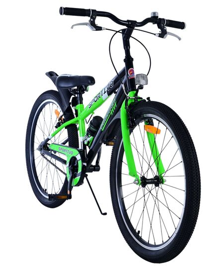 Volare Sportivo Kinderfahrrad - Jungen - 24 Zoll - Schwarz Grün - Zweihandbremsen