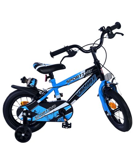 Volare Sportivo Kinderfahrrad – Jungen – 12 Zoll – Blau Schwarz – Zwei Handbremsen