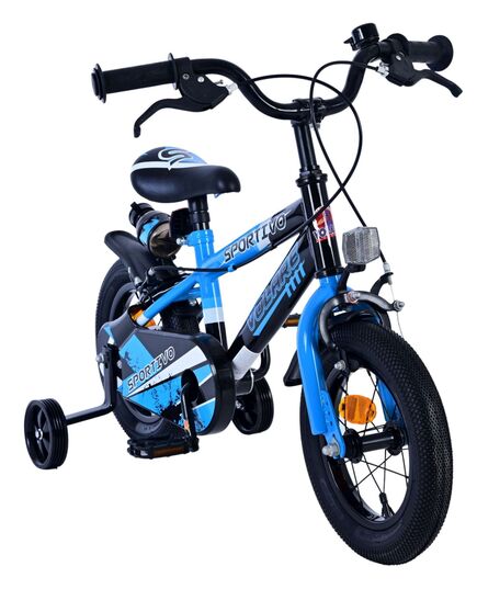 Volare Sportivo Kinderfahrrad – Jungen – 12 Zoll – Blau Schwarz – Zwei Handbremsen
