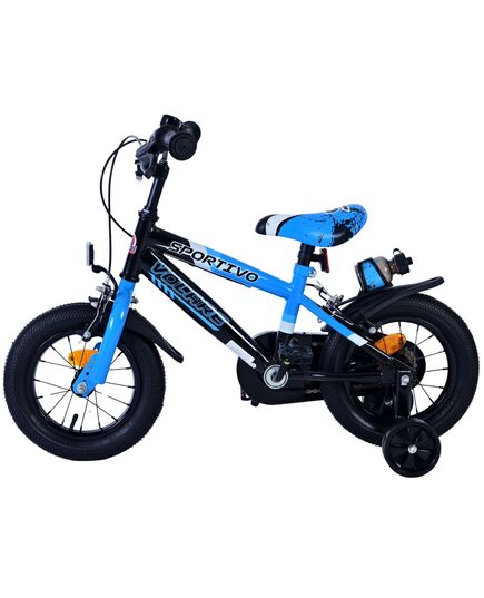 Volare Sportivo Kinderfahrrad – Jungen – 12 Zoll – Blau Schwarz – Zwei Handbremsen