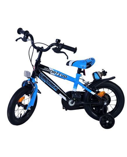 Volare Sportivo Kinderfahrrad – Jungen – 12 Zoll – Blau Schwarz – Zwei Handbremsen