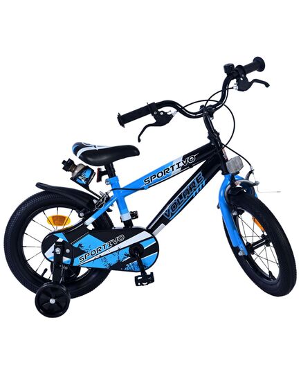 Volare Sportivo Kinderfahrrad – Jungen – 14 Zoll – Blau Schwarz – Zwei Handbremsen