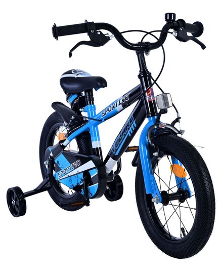 Volare Sportivo Kinderfahrrad – Jungen – 14 Zoll – Blau Schwarz – Zwei Handbremsen