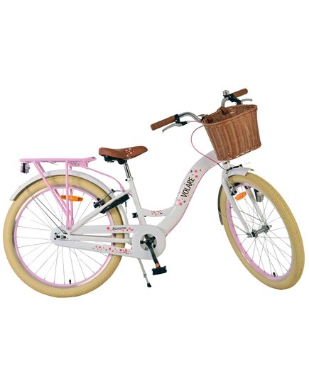 Volare Blossom Kinderfahrrad - Mädchen - 24 Zoll - Weiß - Zwei Handbremsen