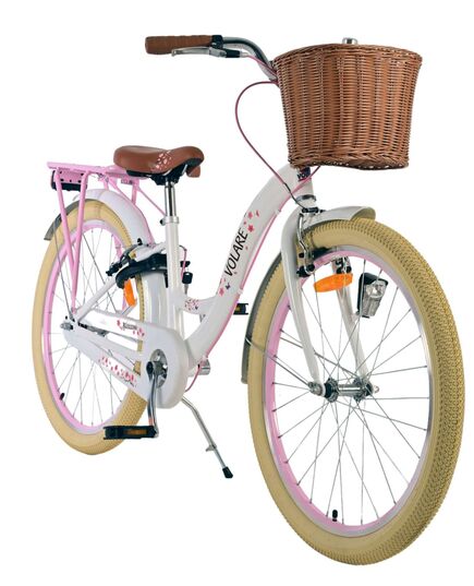 Volare Blossom Kinderfahrrad - Mädchen - 24 Zoll - Weiß - Zwei Handbremsen