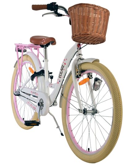 Volare Blossom Kinderfahrrad - Mädchen - 24 Zoll - Weiß - 3 Gänge